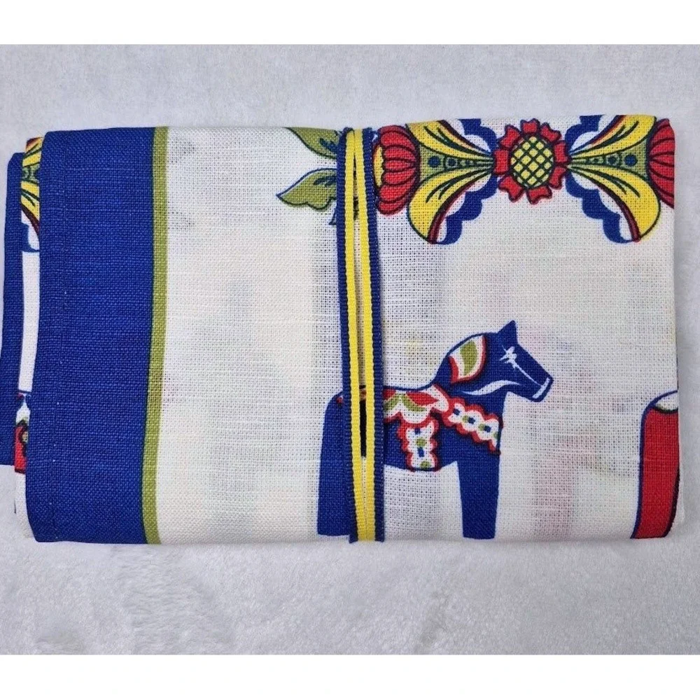 Skandinavisk Hemslojd Tea Towel White Blue Dala Horse Linderholm